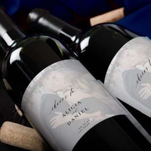 Elegantes Kalligraphie-Foto-Overlay-Begrüßung Weinetikett