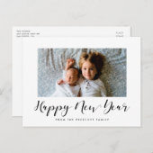 Elegantes Kalligraphie-Frohes Neues Jahr-Foto Postkarte (Vorne/Hinten)
