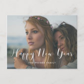 Elegantes Kalligraphie-Frohes New Year Holiday Fot Postkarte (Vorderseite)