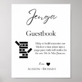 Elegantes Kalligraphie Hochzeit Jenga Gästebuch (Vorne)