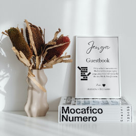 Elegantes Kalligraphie Hochzeit Jenga Gästebuch