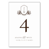 Elegantes Kalligraphie Monogramm Wappen Neutral Br Tischnummer (Vorderseite)