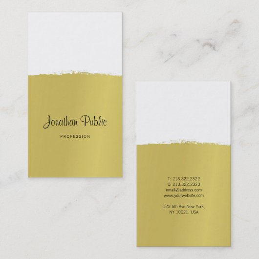 Elegantes Kalligraphie-Skript-modischer Goldluxus Visitenkarte (Vorne/Hinten)