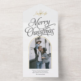 Elegantes Kalligraphie Weihnachtsfamiliengebirge F All In One Einladung