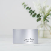 Elegantes Kalligraphieskript Silver Look Glam Schl Visitenkarte (Stehend Vorderseite)