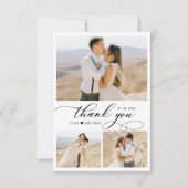 Elegantes kalligraphisches Herz 3 Foto Collage Wed Dankeskarte (Vorderseite)