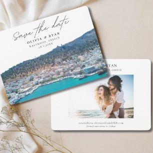 Elegantes Kalymnos Griechenland Hochzeit Termin vo Einladung