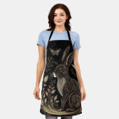 Elegantes Kaninchen in Schwarz und Beige Schürze (Getragen)