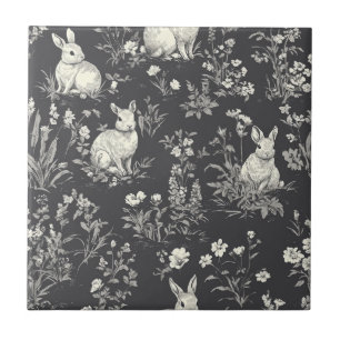 Elegantes Kaninchen-Toile-Blumen-Vintage-Muster (3 Fliese