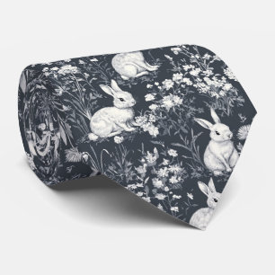 Elegantes Kaninchen-Toile-Blumen-Vintage-Muster (5 Krawatte