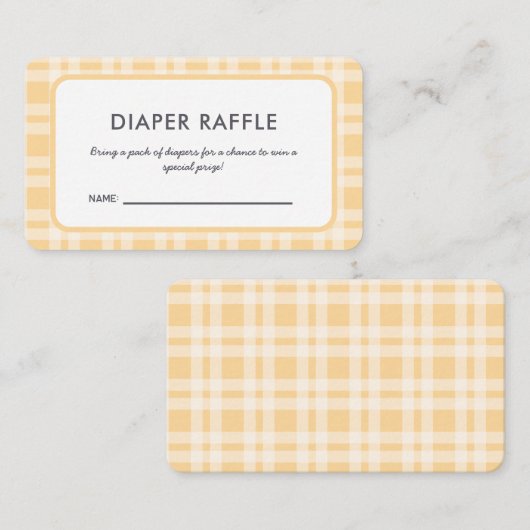 Elegantes Kariertes Baby Duwer Diaper Raffle Ticke Begleitkarte (Vorne/Hinten)