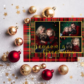 Elegantes Kariertes Foto Rot und Grün Weihnachten