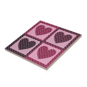 Elegantes kariertes Herz, weich rosa und weinrot Fliese (Seite)