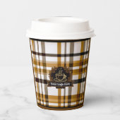 Elegantes Kariertes Logo | Modernes, stilvolles Bu Pappbecher (Rückseite)