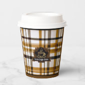 Elegantes Kariertes Logo | Modernes, stilvolles Bu Pappbecher (Vorderseite)