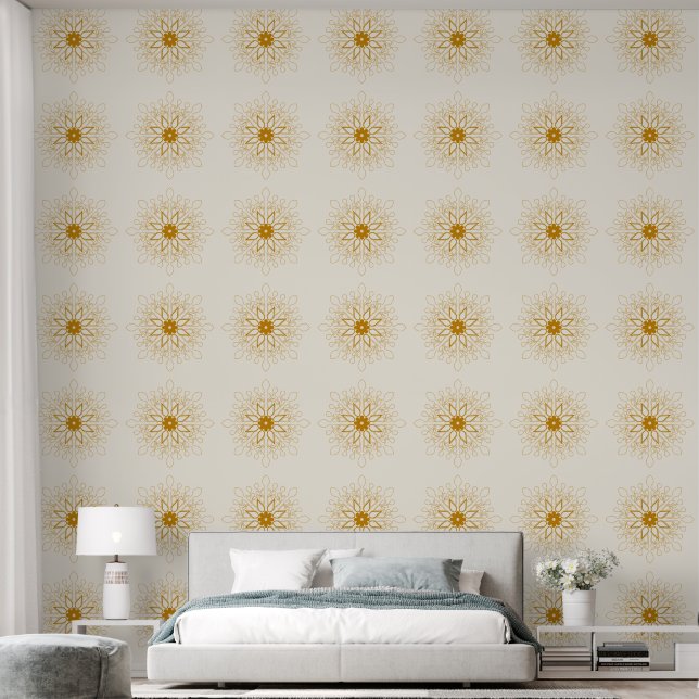 Elegantes kariertes Mandala-Muster Tapete (Schlafzimmer)