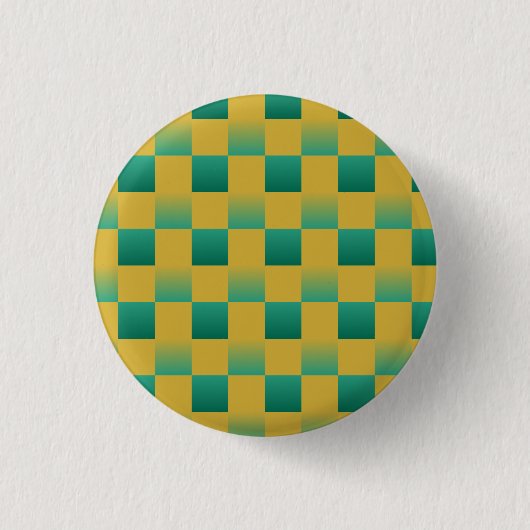 Elegantes kariertes Muster in Grün und Gold Button (Vorderseite)