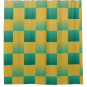 Elegantes kariertes Muster in Grün und Gold Duschvorhang (Vorderseite)