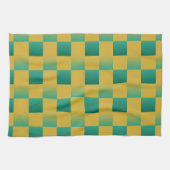 Elegantes kariertes Muster in Grün und Gold Geschirrtuch (Horizontal)