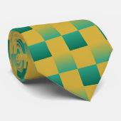 Elegantes kariertes Muster in Grün und Gold Krawatte (Gerollt)
