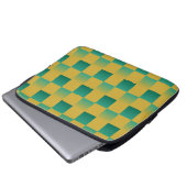 Elegantes kariertes Muster in Grün und Gold Laptopschutzhülle (Vorne Knopf)