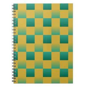 Elegantes kariertes Muster in Grün und Gold Notizblock