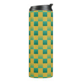Elegantes kariertes Muster in Grün und Gold Thermosbecher (Nach links gedreht)