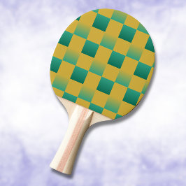 Elegantes kariertes Muster in Grün und Gold Tischtennis Schläger