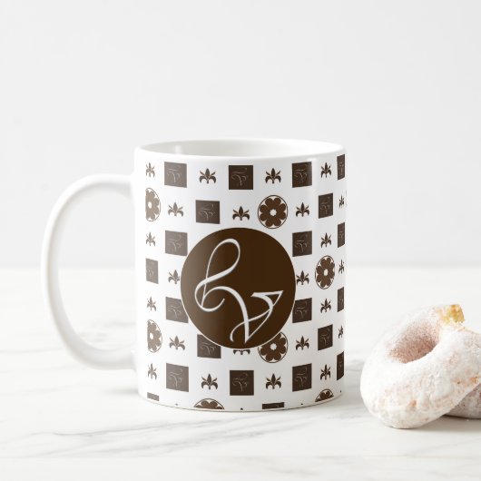 Elegantes kariertes Muster Kaffeetasse (Mit Donut)