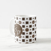 Elegantes kariertes Muster Kaffeetasse (Vorderseite Links)