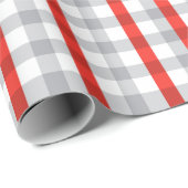 Elegantes kariertes Muster von grauen und roten Li Geschenkpapier (Rolleneckpunkt)