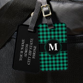 Elegantes Kariertes Mustermonogramm Gepäckanhänger