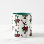 Elegantes Kariertes Rentier-Paar Red & Green Buffa Tasse (Zentrum)
