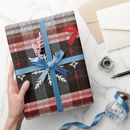 Elegantes Kariertes Weihnachtsmuster Geschenkpapier (Schenken)
