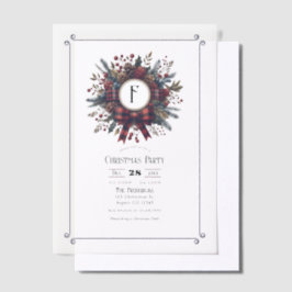 Elegantes Kariertes Wreath Vintage Weihnachts-Part Pergament Einladungen