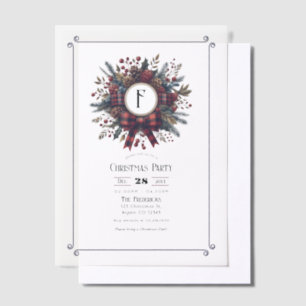 Elegantes Kariertes Wreath Vintage Weihnachts-Part Pergament Einladungen