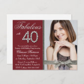 Elegantes karminrotes rotes Glitzer-diamante de Einladung (Vorne/Hinten)