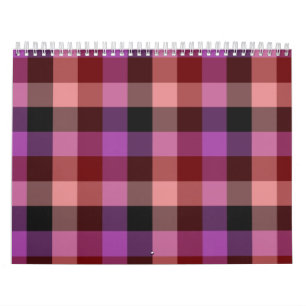 Elegantes karminrotes und pflaumenfarbenes kariert kalender
