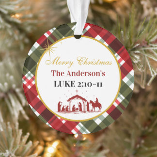Elegantes Karo Frohe Weihnachten Bibelvers Acryl Ornament