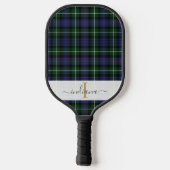 Elegantes Karo-Monogramm-Script Tartan Pickleball Schläger (Rückseite)