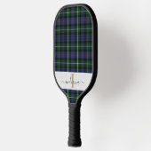 Elegantes Karo-Monogramm-Script Tartan Pickleball Schläger (Links)