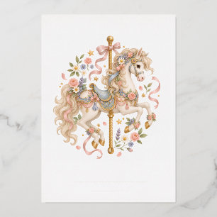 Elegantes Karussellpferd Französisches Märchen Folien Feiertagskarte