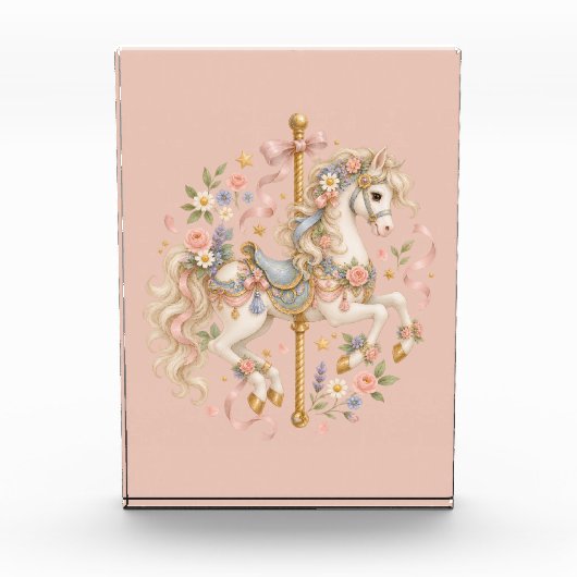 Elegantes Karussellpferd Französisches Märchen Fotoblock (Vorderseite)