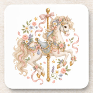 Elegantes Karussellpferd Französisches Märchen Getränkeuntersetzer