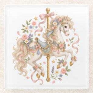 Elegantes Karussellpferd französisches Märchen Glasuntersetzer