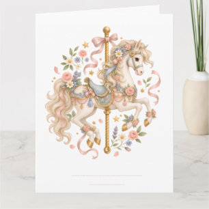 Elegantes Karussellpferd Französisches Märchen Karte