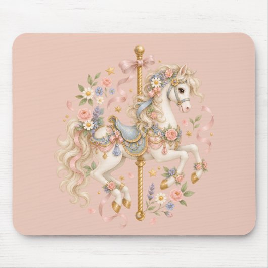 Elegantes Karussellpferd französisches Märchen Mousepad (Vorne)