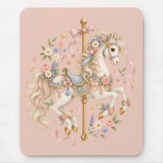 Elegantes Karussellpferd Französisches Märchen Mousepad (Vorne)