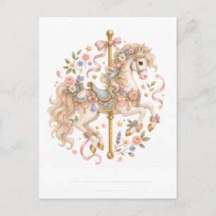 Elegantes Karussellpferd Französisches Märchen Postkarte