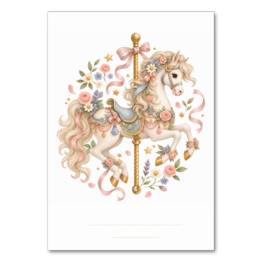 Elegantes Karussellpferd Französisches Märchen Tischnummer (Vorderseite)